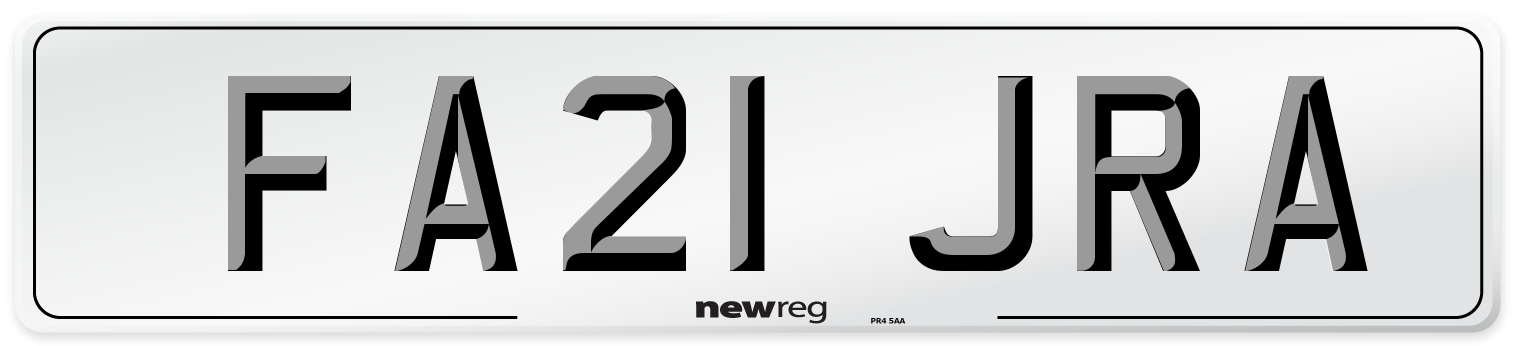 FA21 JRA Number Plate from New Reg